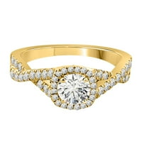 Dijamantni zaručni prsten za žene Carat Okrugli oblik Bijeli dijamantski prong Podešavanje kamena zaručnički prsten u 14K solidne ruže, bijelo i žuto zlato