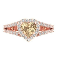 1. CT Sjajno srce Clear Simulirani dijamant 18k 18k Rose Gold Halo Solitaire sa Accenting prstenom SZ 4.5
