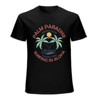 Palm Paradise Vector majica Dizajn Vintage Majica Muške pamučne klasične Crewneck kratki rukav Ties