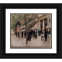 Jean Béraud Black Ornate uokviren dvostruki matted muzej umjetnosti pod nazivom: Bulevar Montmartre,