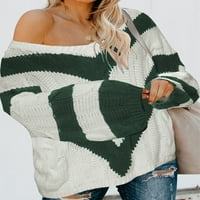 Blibea ženski džemper V-oblik u boji blok sa ramena prevelizirani pulover pletene vrhove