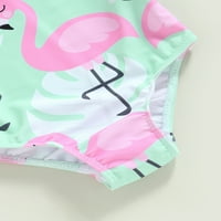 Codeop Toddler Baby Girl Swimsuits Flamingo Ispis Backless Flyne rukave za punjenje