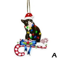 Crna mačka božićna stablo viseći ukras za mačke ljubitelji deage poklon g j4c8