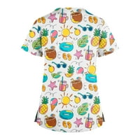 Ženski vrhovi bluza Ispisana kratka rukava Radna odjeća Žene Ljetne okrugle dekolte majice Brown 4xl