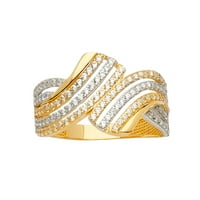 Jewels Lux14k Yellow Gold Multi line Micro Pave Cubic cirkonijska CZ Modna godišnjica Veličina prstena 8.5