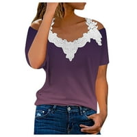 Ženske bluze Ženska plus bluza s kratkim rukavima Slatka cvjetna ljetna majica V-izrez na vrhu Purple