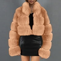 Simplmasygeni jakne za kaput za čišćenje žena Žene dame toplo Furry Courry Jakna Zimska solidna V-izrez