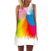 Ballsfhk Žene Ljeto bez rukava Boho Print Casual Beach Vintage Modna kratka mini haljina Maxi haljina