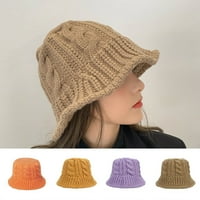 Anvazise debela toplo ribarska kapa jesen zima pletena uvidna kašika hat modni dodaci bež žuti jednu