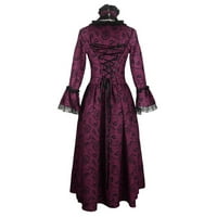 Joau Halloween Kostimi za žene - srednjovjekovna renesansa gotičkog suda Steampunk čipka za crn dugi