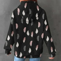 Pyju Fals Fashion Hoodie za žensko čišćenje prodaje, waffle pletene labav komfejsko crtanje pulover