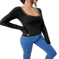 Elegantni obični slatkiši puloveri dugih rukava crni ženski džemperi
