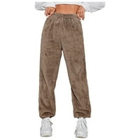 Teretne hlače Žene Ženske jesenske i zimske čvrste boje Sportske hlače Plišane casual hlače Labave udobne