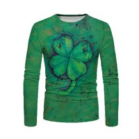Blueeek Muška undise svakodnevna majica St. Patrick-ov dan 3D grafički grafički print dugih rukava za