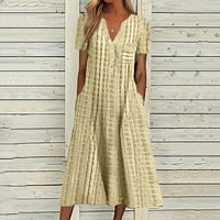 HHEI_K Maxi haljina Ljetna haljina za žene Ležerne prilike tiskane s kratkim rukavima s kratkim rukavima