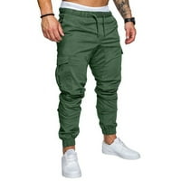 Hanas muške hlače muškarci Jeans Solid Color Ripped rupe srušene gradijentne pantalone zelene l
