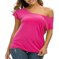 Ženska majica Majica sa čvrstim bojama kratki rukav Ljetni vrhovi Comfy pulover Radna tunika Bluza Bright Pink 3xl
