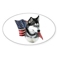 Cafepress - Husky zastava ovalna naljepnica - naljepnica