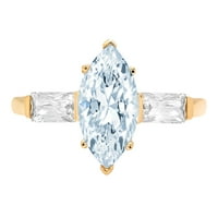 2.0ct Marquise rez plavi simulirani dijamant 18k žuti zlatni godišnjica Angažmane kamene prstene veličine