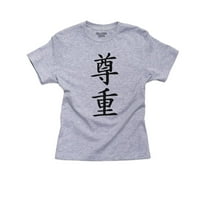 Poštovanje - Kineski japanski azijski kanji likovi Djevojke pamučne mladosti siva majica