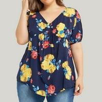 Yubatuo ženske vrhove modne žene Ljeto casual plus veličine V-izrez Print majica kratkih rukava majice