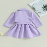 Bagilaanoe Toddler Baby Girls Haljine set bez rukava A-line haljine sa pojasom + dvostruka jakna 3T