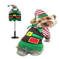 Santa's Elf Božićni praznični tematski pas kostim kostim Stripe majica pregača odgovara šeširu