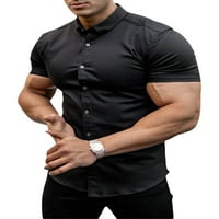 Hirigin Muška majica, pune boje kratkih rukava rever slim fit gumb-down leisure vrhovi