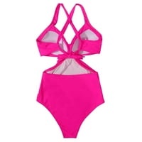 IOPQO kupaće kostimi Jedno kupaće kostimi Žene Zamotajte gurajte jednodijelni kupaći kostim kupaći kostim visoki struk Monokini Hot Pink XXL