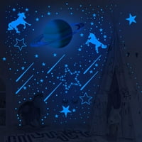 Sjaj u mračnim mjesečevim zvijezdama naljepnice, stropne svjetlosne naljepnice, leteći konji Fluorescentni plavi zidni dekor za djecu Dječja spavaća soba dnevni boravak Kućni dekoracija