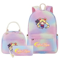 Bzdaisy Rainbow ruksak Set Mornar Mornar - Dreamy Macaron Color, 15 '' prijenosni pretinac, dvostruki bočni džepovi, torba za ramena, torbica za olovke, prijenosna kozmetička torba unise za djecu Teen