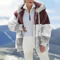Zimski kaputi za žene topla lagana fleka plišana sa kapuljačom sa kapuljačom Comfy Fuzzy casual plus