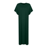 Žene Čvrsti okrugli dekolte A-line Dužina gležnjada Modna kratka rukava Ljetna haljina tamno zelena