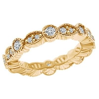 0. Carat Okrugli oblik Bijeli prirodni dijamantski vintage stil vjenčani prsten 18K Čvrsto žuti zlatni