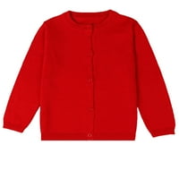 Pamučni džemper sa dugim rukavima za dugi rukav za 1-7y Kids Girl Boy uniformu dugmeta Kneit kaput