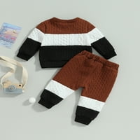 Suantret Toddler Baby Boys Girls Klintne odjeće Kontrastni kablovi dugih rukava Hlače postavljaju zimsku