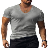 Luxplum muns majica kratki rukav mišićni majica V izrez Ljetni vrhovi Comfy pulover plaža bluza Khaki