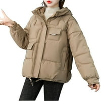 Ženska zimska casual dugih rukava sa ovratnikom Zip puffer jakna vrećica kratki dolje podstavljeni kaputi