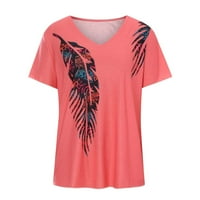 Modni ženski labavi ljetni V izrez Casual Western Print kratkih rukava labava bluza s majicom XXL