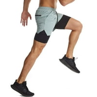 Muški u trčanjama kratke hlače Brze suhi atletske kratke hlače s oblogom, šorc sa vježbama sa džepovima sa zatvaračem i ručnikom