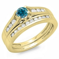 DazzlingRock kolekcija 0. Carat 14k Blue & White Diamond Bridal Angažman prsten za angažman CT, žuto zlato, veličina 7.5