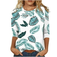 Qcmgmg ženske plus veličine ljetnih vrhova i bluze naljepnica za žene za žene labave fit tropske posade