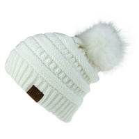 Yubnlvae Women Moda Držite tople zimske kape pletene vunene komičene šešire bijele boje