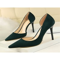 LUMENTO DAME visoke pete Fau Suede Stilettos Slip na d'orsay pumpama modne haljine cipele zelene 7.5