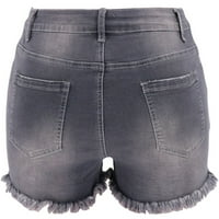 Stamzod Jean Htcrass za žene Ljeto u džepu čvrstog u boji čvrste traperice kaubojske hlače ženske rupe