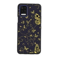 Zlatno-leptir-crno-zlatno-cvjetno-print-cvijeće-leptiri-otporna na udar-telefon - telefon za telefon