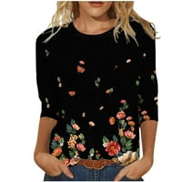 Ljetne bluze za žene Ležerne prilike cvjetne posade Žene ruhove majice crna