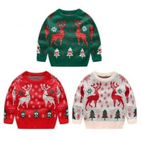 Toddler Boy djevojka božićni džemper pamučni pleteni pulover Xmas Reindeer Elf Snowman tople crtane