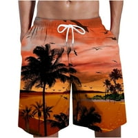 Muški ležerne ljetne kratke hlače na plaži sa džepovima Trendi tropski palmički zalazak sunca Ispiši