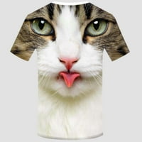 Ženska modna 3D Cat Print Casual majica Ljetne majice kratkih rukava O-izrez